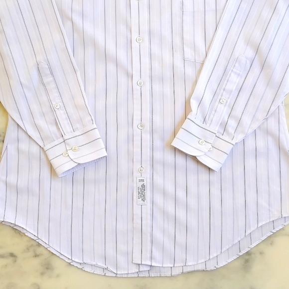 NWOT. Geoffrey Beene Men's Cotton Blended Dress Shirt with multi color stripes. - Picture 3 of 5